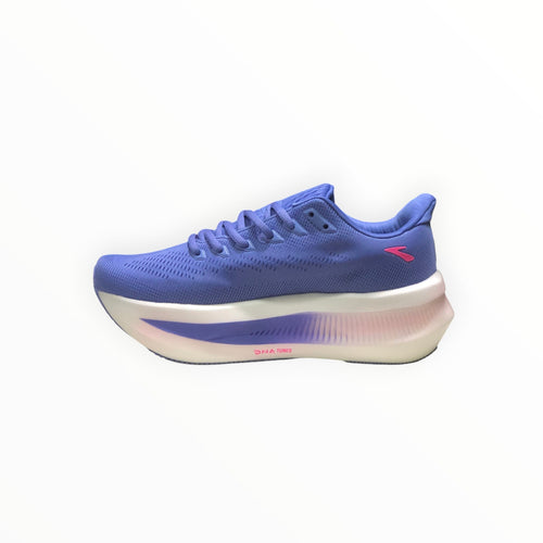 EWW Sports Shoes Men's Glycerin Max 2 running shoes in blue with pink accents on the sole. Features plush cushioning and a smooth stride.