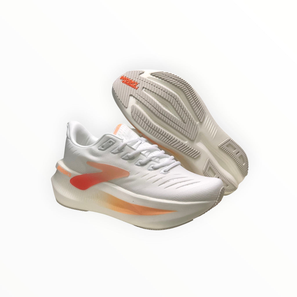 EWW Sports Shoes Glycerin Max 2 men's white and orange running shoes with plush cushioning and GlideRoll rocker.