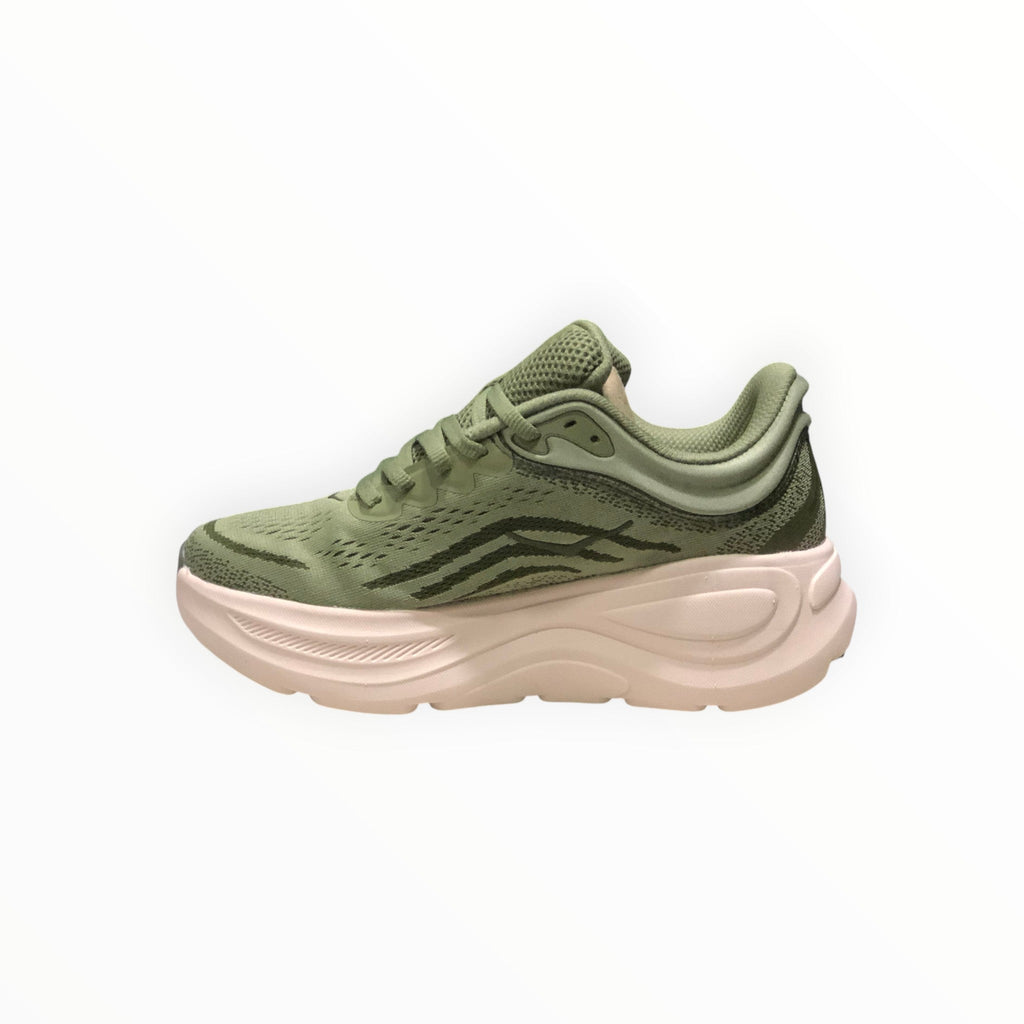 EWW Sports Shoes Men's Hoka Bondi 9 green running shoe with maximum cushioning and breathable mesh upper.