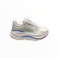 EWW Sports Shoes Hoka Bondi 9 men's white mesh running shoe with purple and blue accents on the sole.