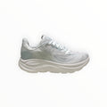 EWW Sports Shoes Men's Hoka Clifton 10 running shoes in blue and white with breathable mesh upper and signature cushioning.