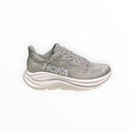 EWW Sports Shoes Men's Hoka Clifton 10 grey running shoe with breathable mesh upper and white cushioned sole.