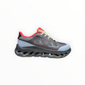 EWW Sports Shoes On Cloudtilt Remix black and light blue running shoe with layered see-through upper and chunky black sole.