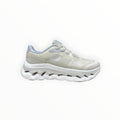 EWW Sports Shoes On Cloudtilt Remix cream sneakers with layered see-through upper and white sculpted sole.