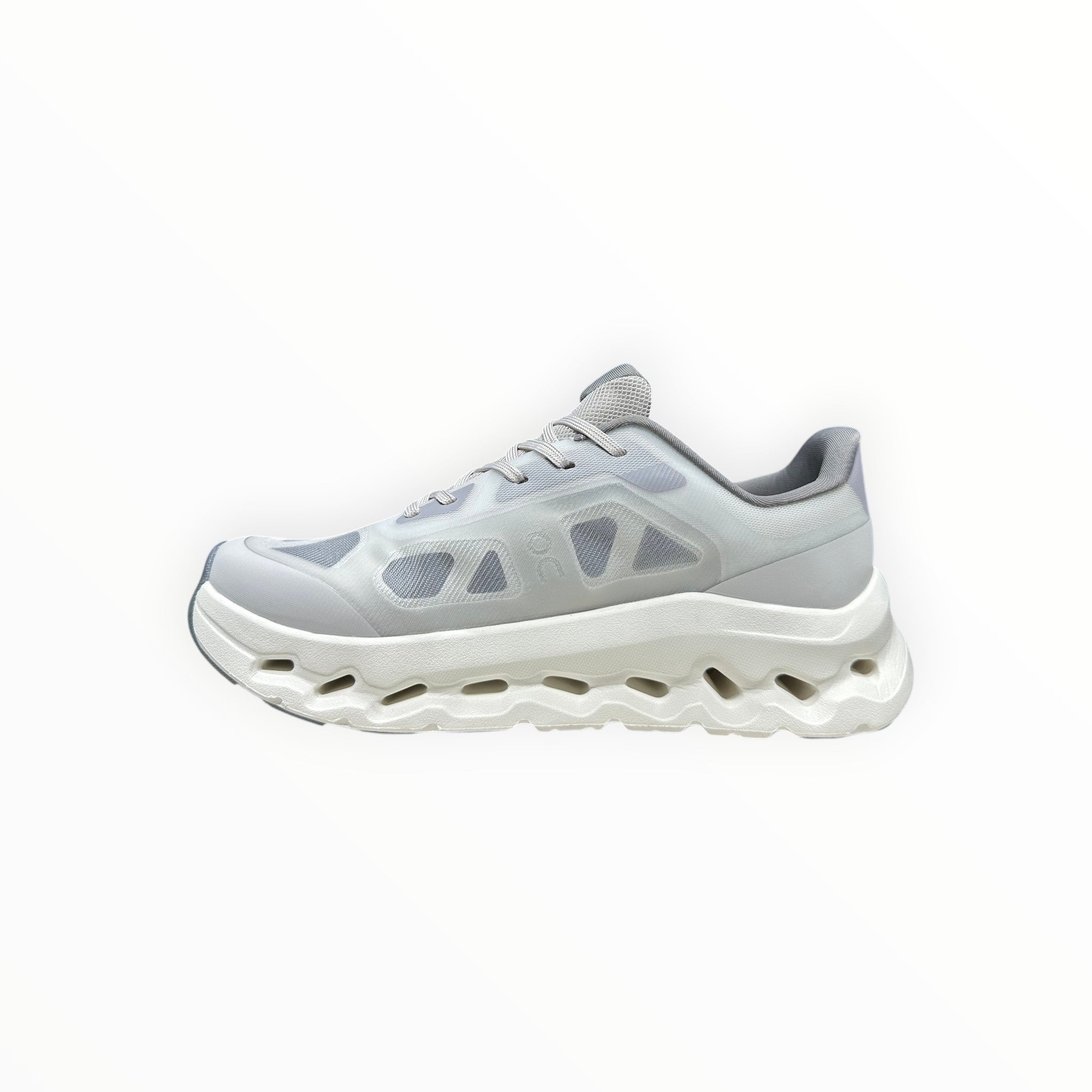 EWW Sports Shoes On Cloudtilt Remix grey sneakers with a translucent layered upper and a chunky white CloudTec Phase™ midsole.