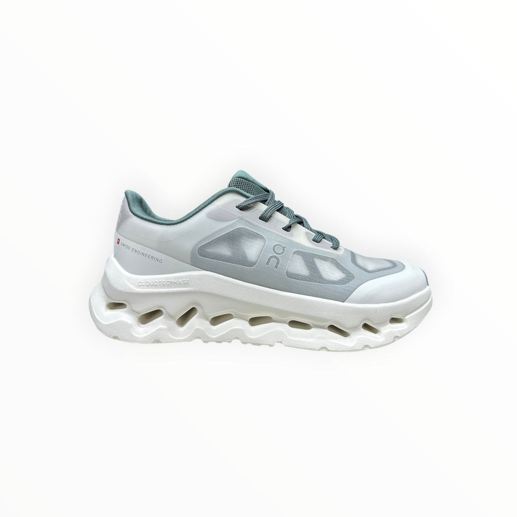 EWW Sports Shoes On Cloudtilt Remix white and light blue trainers with see-through x-ray effect upper and chunky CloudTec Phase™ sole.