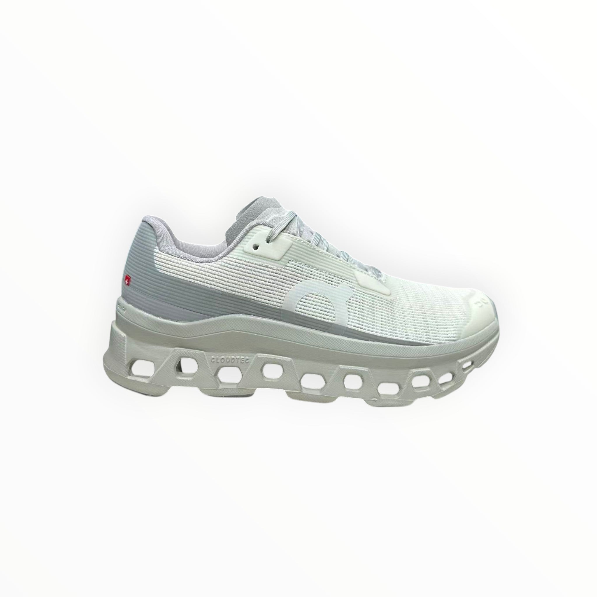 EWW Sports Shoes On Running Cloudmonster Void grey running shoe with breathable mesh upper and signature CloudTec cushioning.